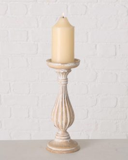 Pair of rustic L wooden candlesticks