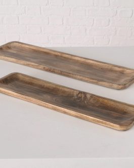Set of 2 mango wood trays